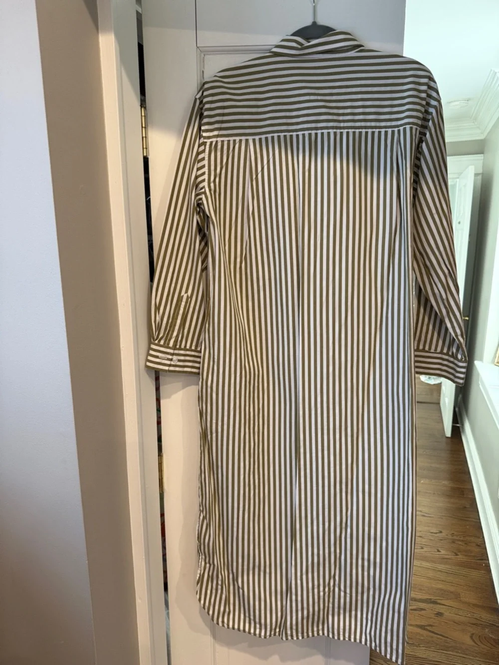 Banana Republic Factory Olive and White Striped Button-Down Shirt Dress - Picture 5 of 5